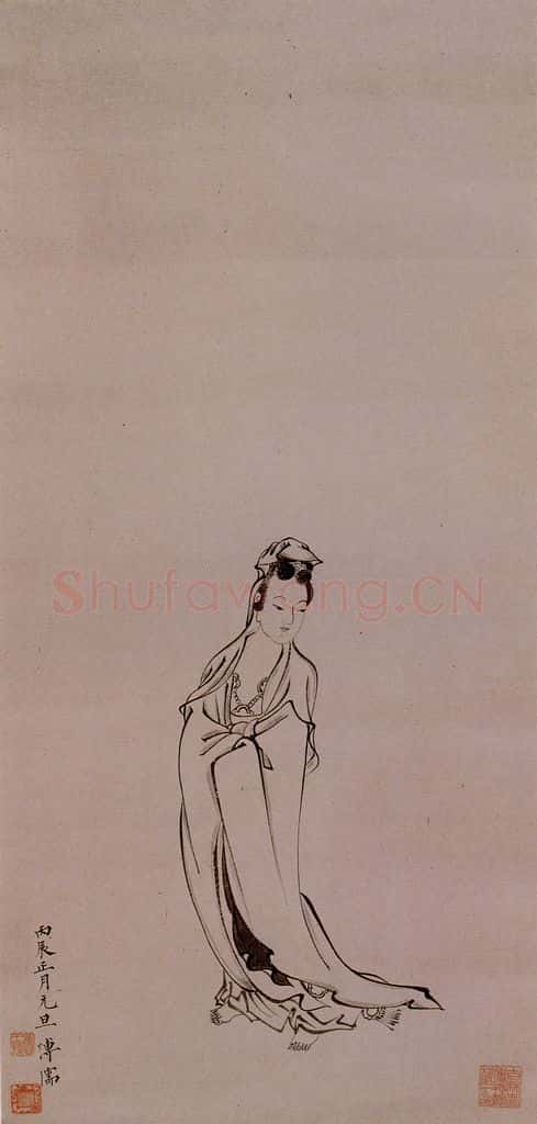 1916年 溥心畲《大士像》书画作品