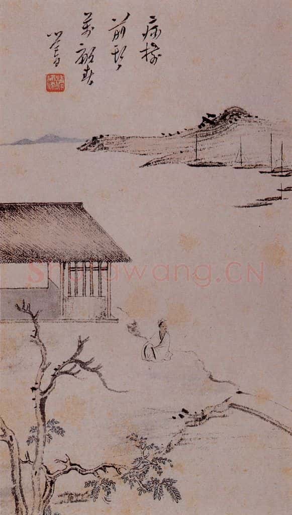  溥心畲《病树春风》书画作品