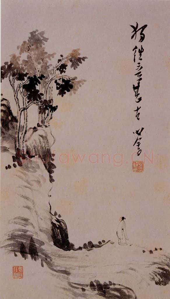溥心畲《山行古趣》书画作品