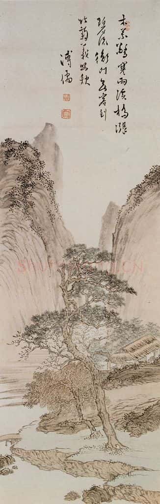 溥心畲《溪山秋照》书画作品
