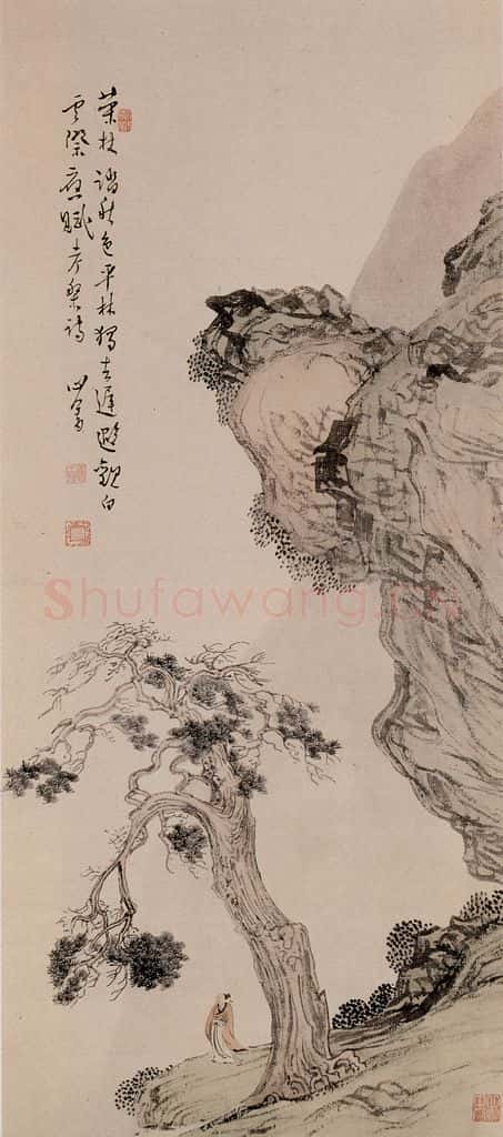 溥心畲《踏秋图》书画作品