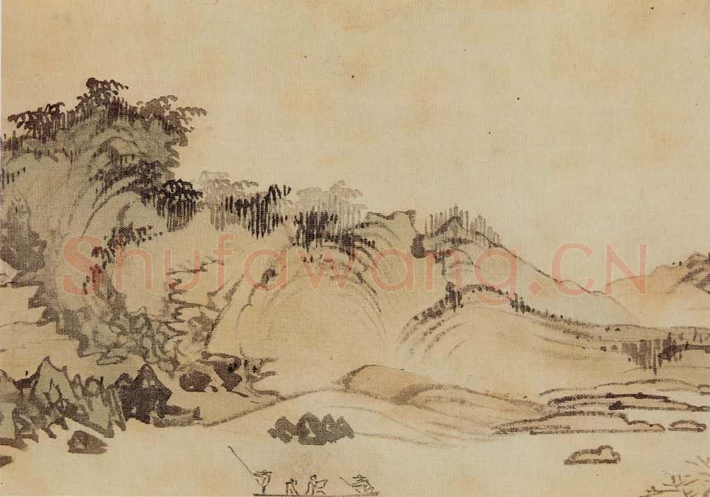 溥心畲《仿燕文贵山水手卷》书画作品