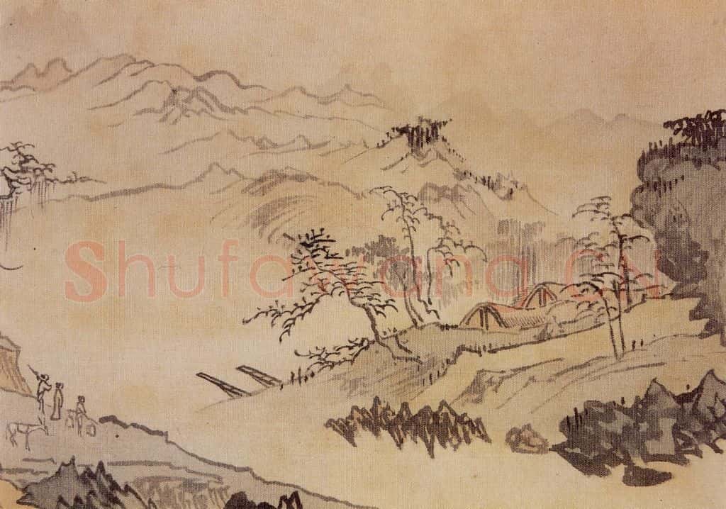 溥心畲《仿燕文贵山水手卷》书画作品