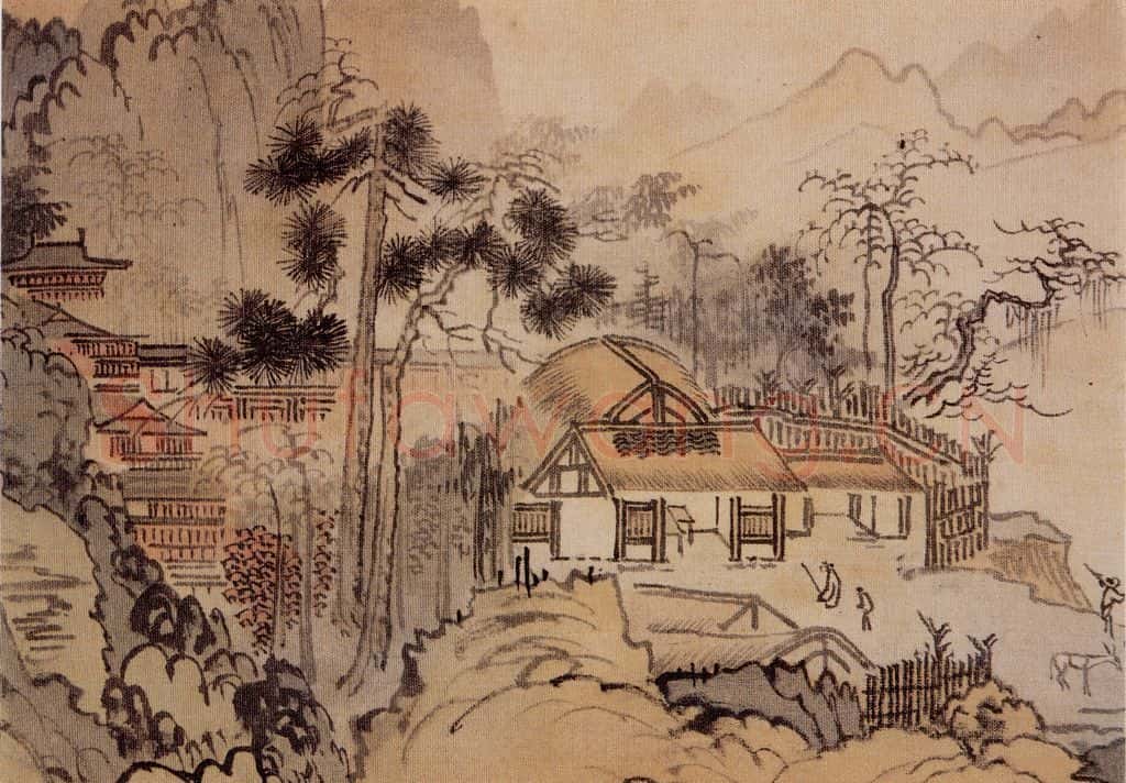  溥心畲《仿燕文贵山水手卷》书画作品