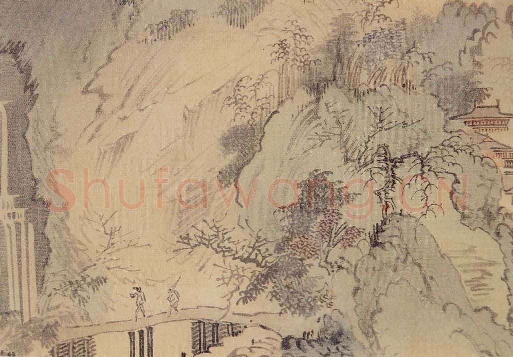 溥心畲《仿燕文贵山水手卷》书画作品