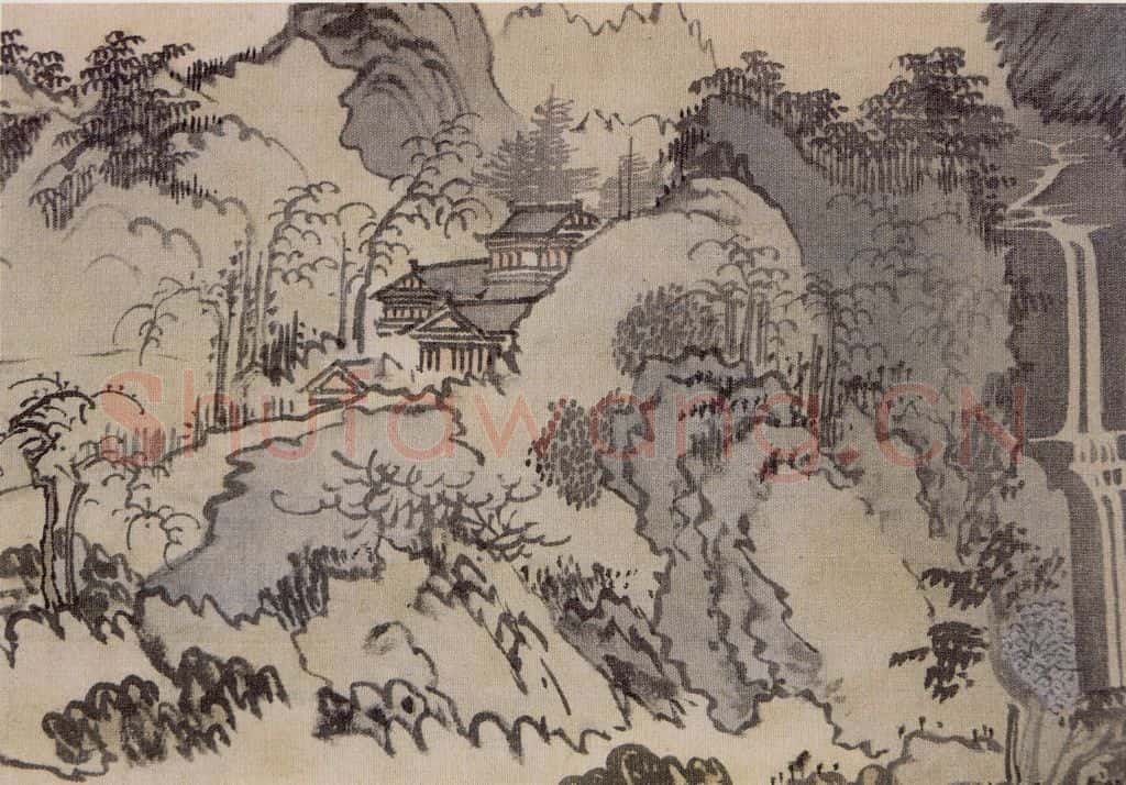  溥心畲《仿燕文贵山水手卷》书画作品