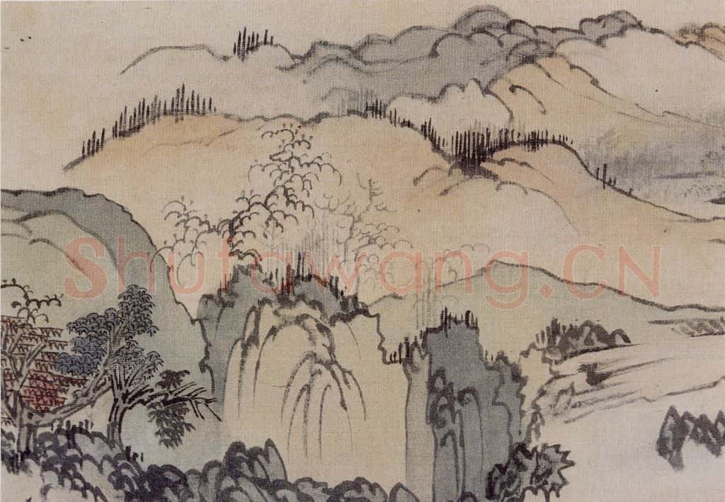 溥心畲《仿燕文贵山水手卷》书画作品