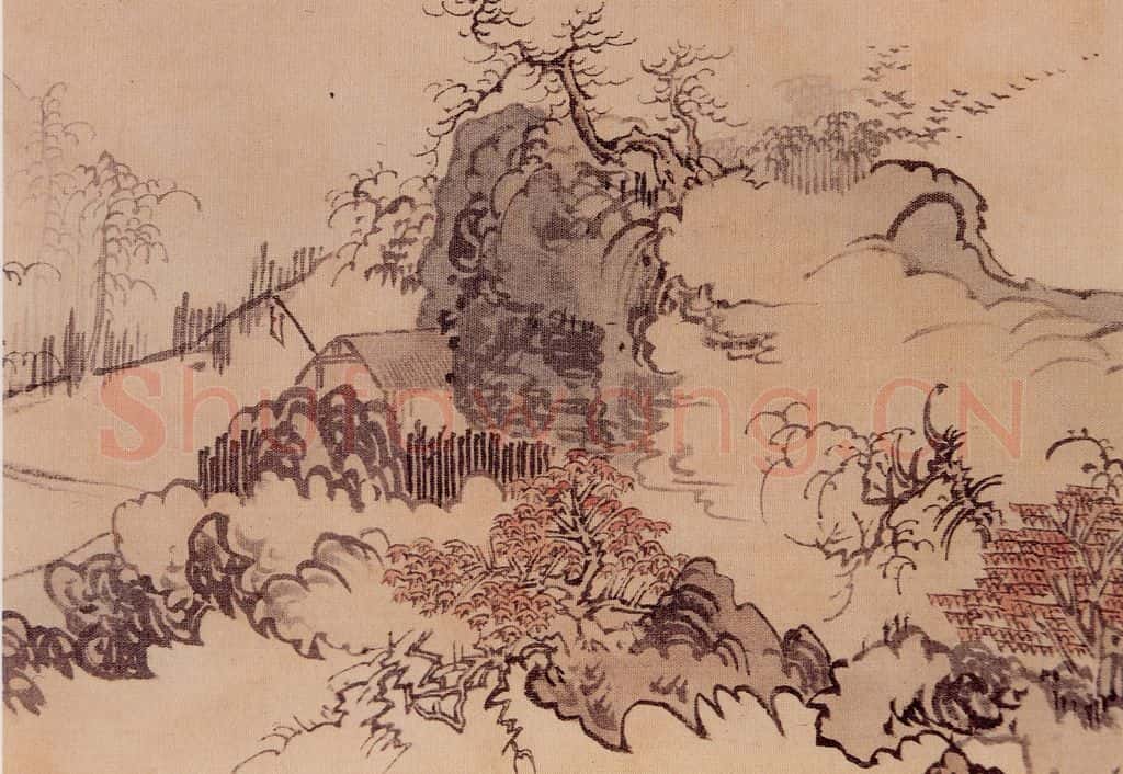 溥心畲《仿燕文贵山水手卷》书画作品