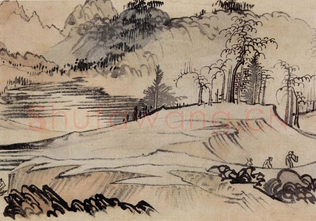 溥心畲《仿燕文贵山水手卷》书画作品