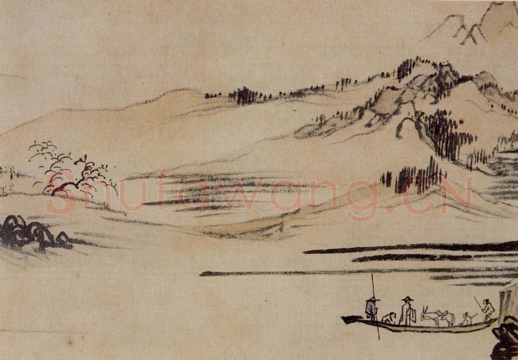 溥心畲《仿燕文贵山水手卷》书画作品