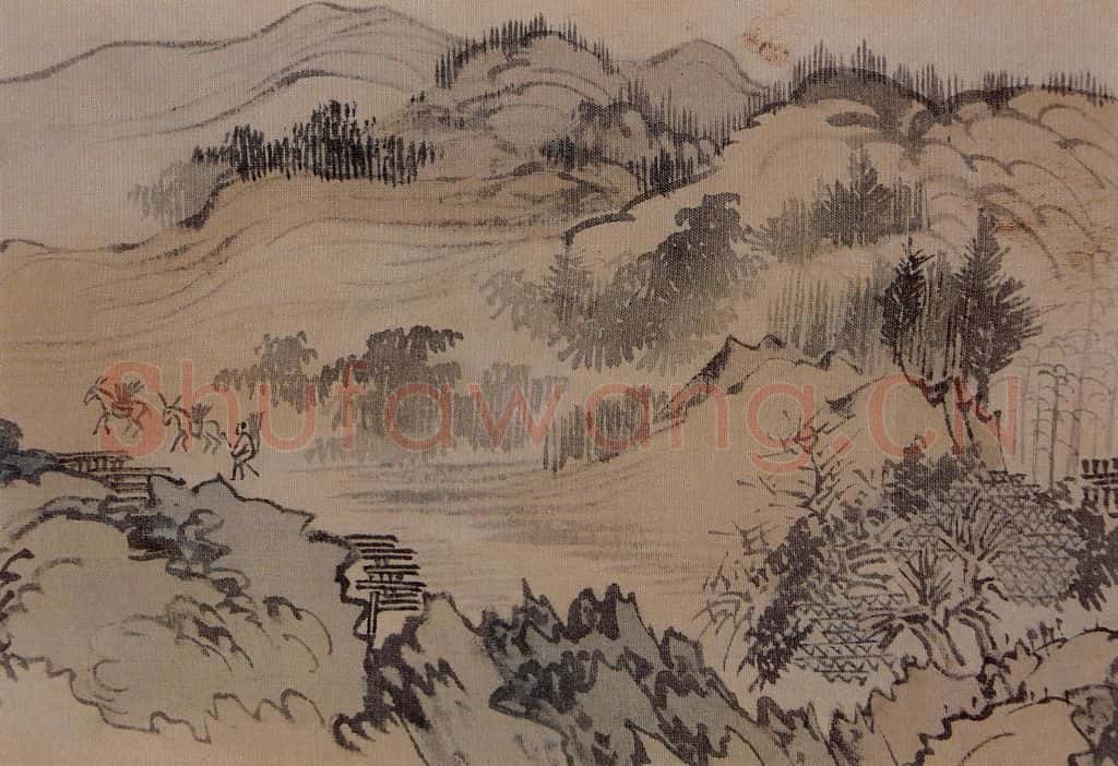 溥心畲《仿燕文贵山水手卷》书画作品