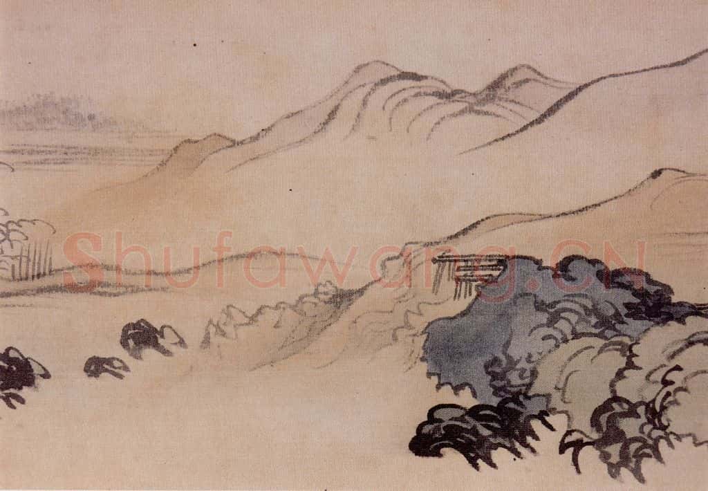  溥心畲《仿燕文贵山水手卷》书画作品
