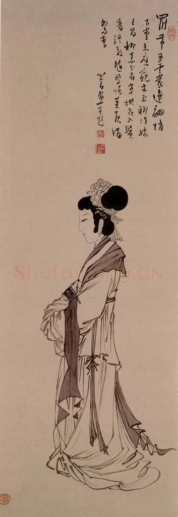  溥心畲《仕女图轴》书画作品