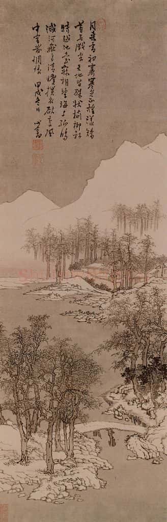 1934年 溥心畲《山村霁雪》书画作品