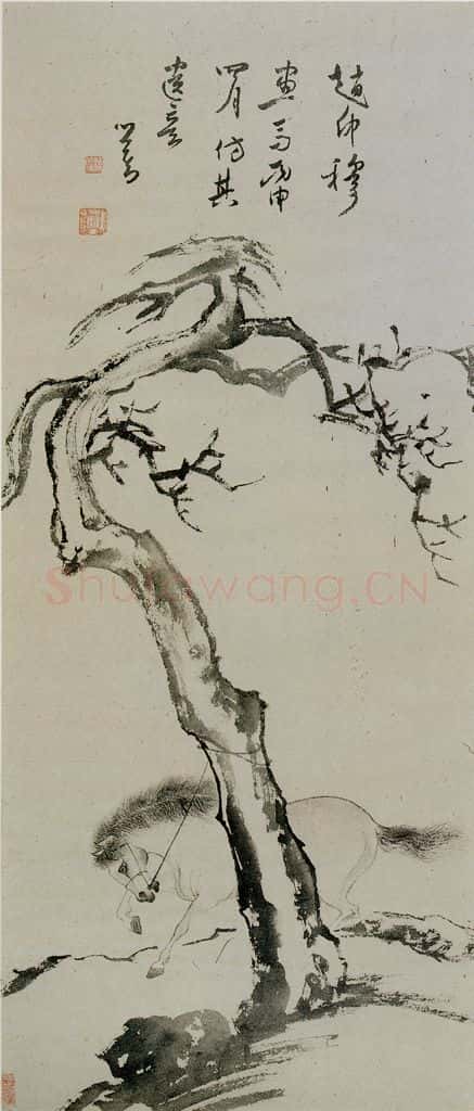 溥心畲《仿赵仲穆》书画作品