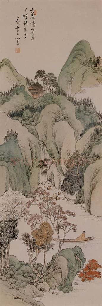 1935年 溥心畲《夕阳秋色》书画作品