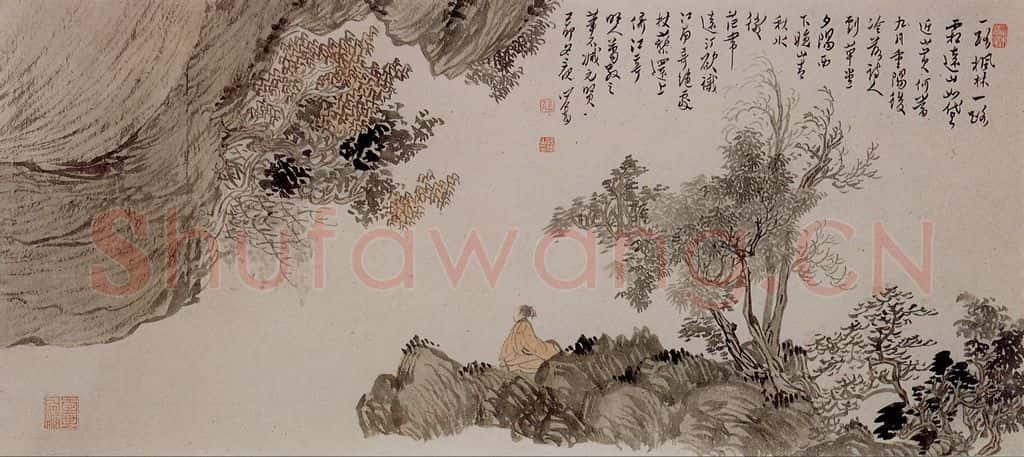 1939年 溥心畲《坐看枫艳图》书画作品