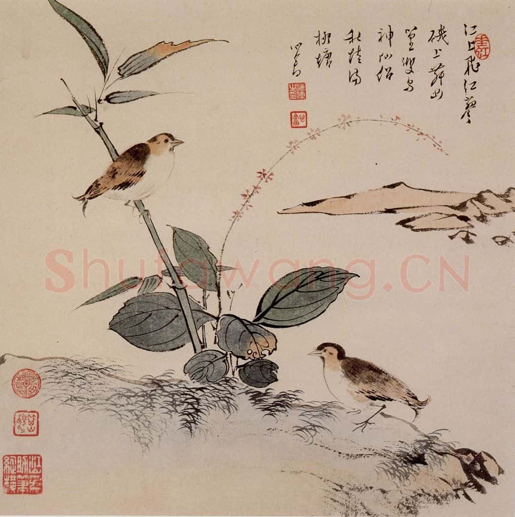 1945年 溥心畲《红蓼仙侣》书画作品