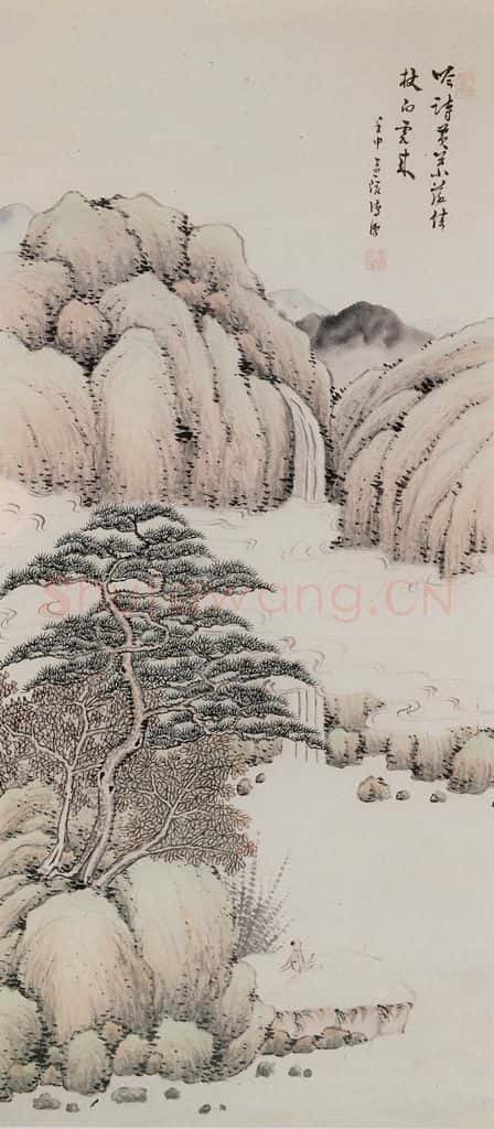 1932年 溥心畲《山水清吟》书画作品