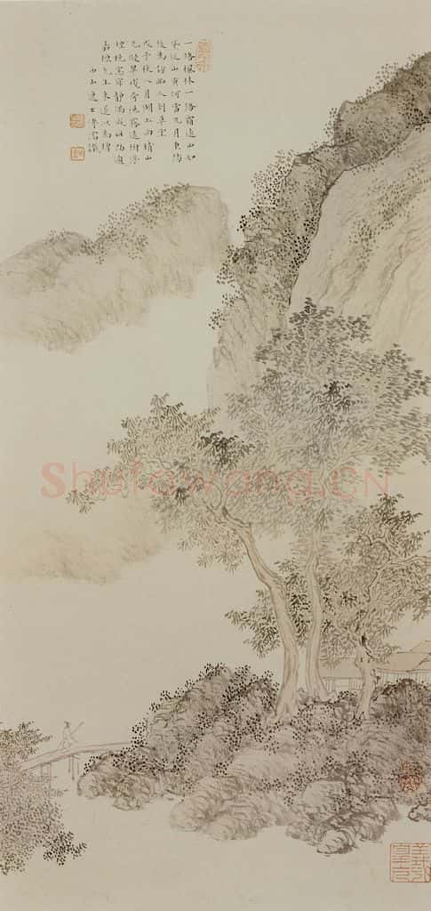 1948年 溥心畲《秋山访友》书画作品