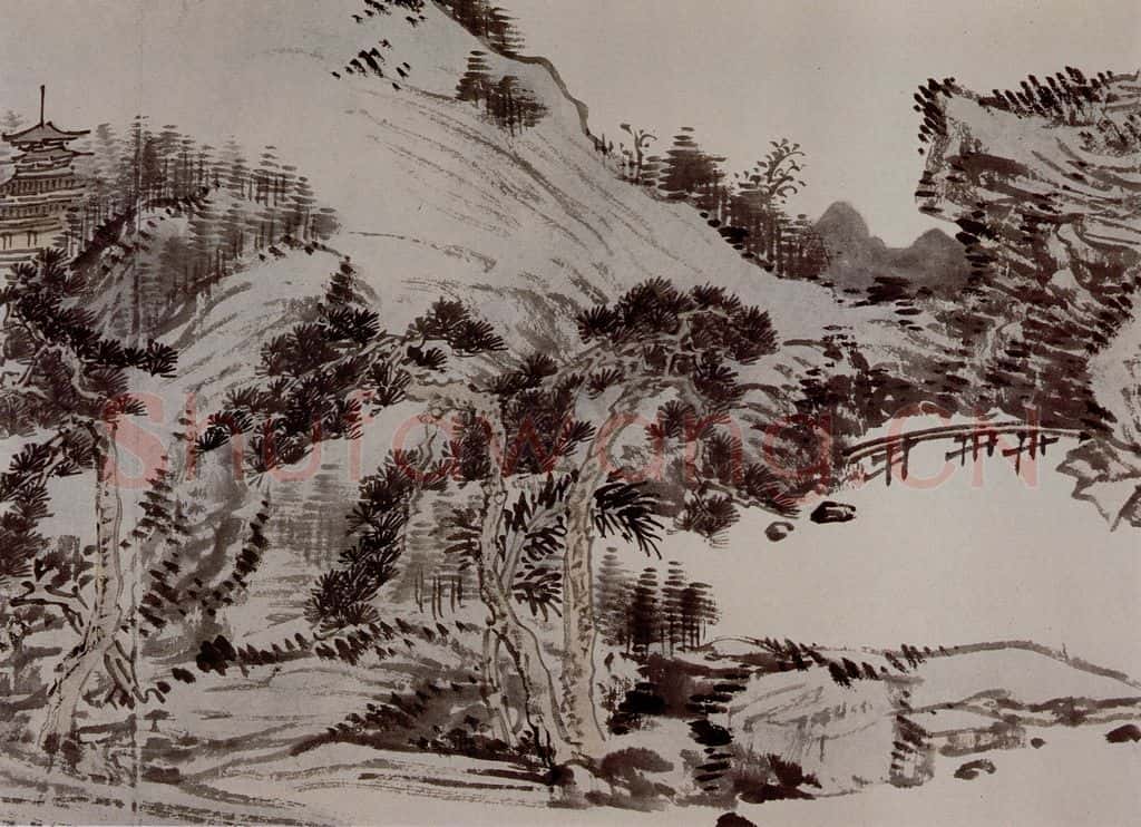 1949年 溥心畲《临文五峰山水卷》书画作品