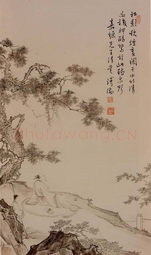 溥心畲《松隐图》书画作品