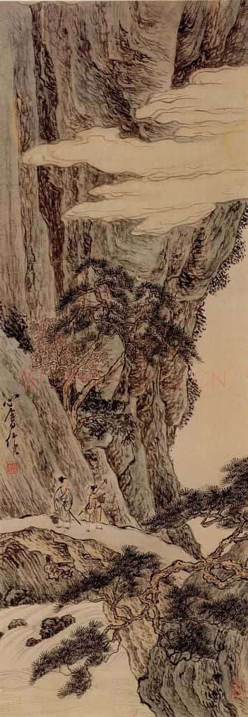 1932年 溥心畲《山水四条屏》书画作品