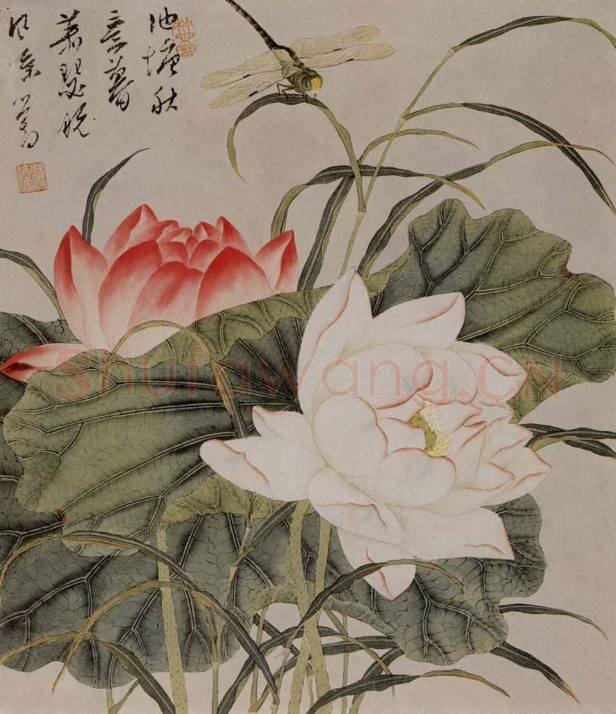 溥心畲《池塘秋意》书画作品