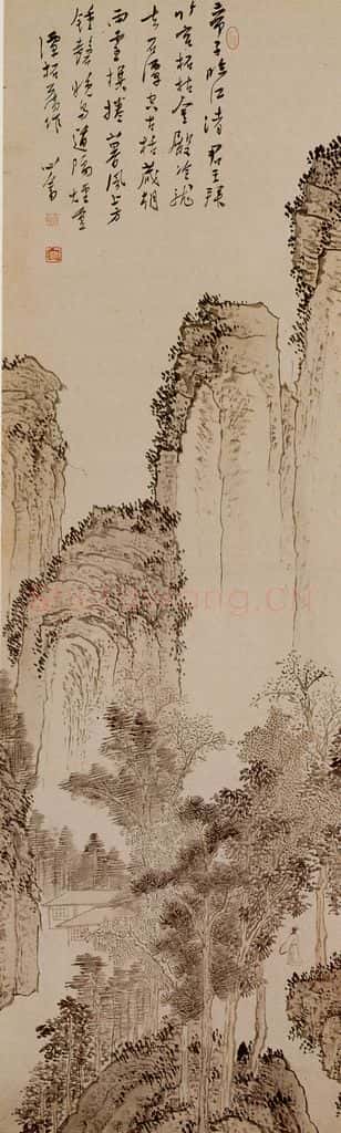  溥心畲《幽林独吟》书画作品