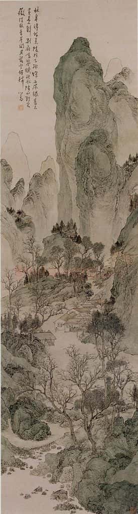  溥心畲《林皋秋寂》书画作品