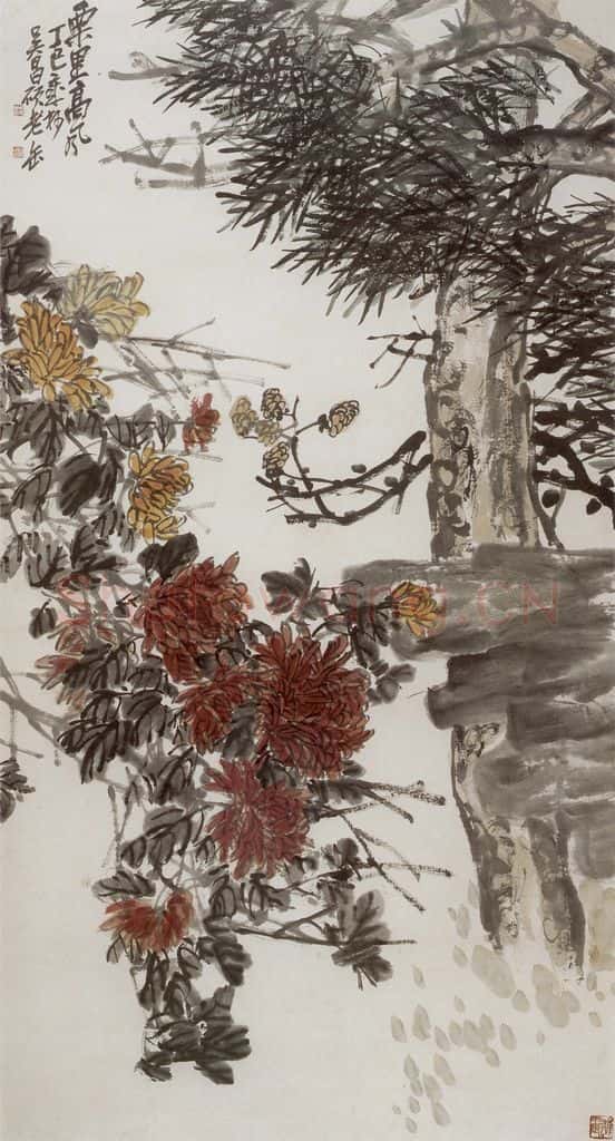 民国 吴昌硕《栗里高风》书画作品