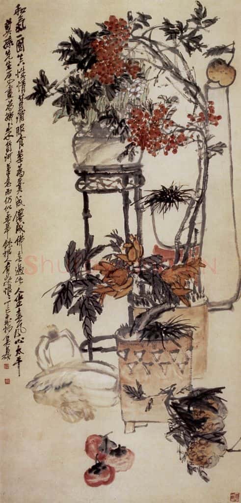 民国 吴昌硕《岁朝清供》书画作品