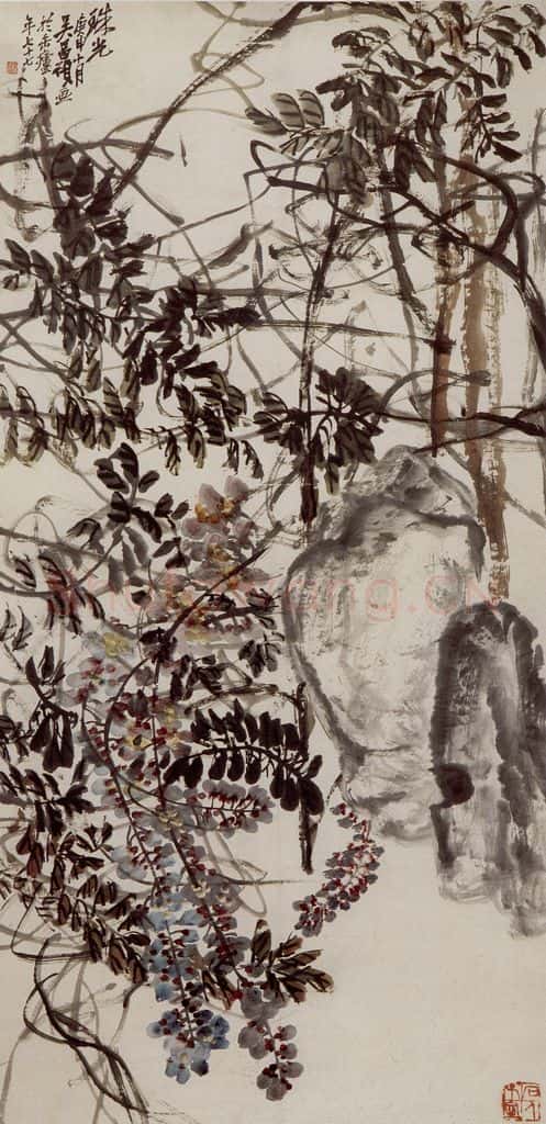 民国 吴昌硕《紫藤》书画作品