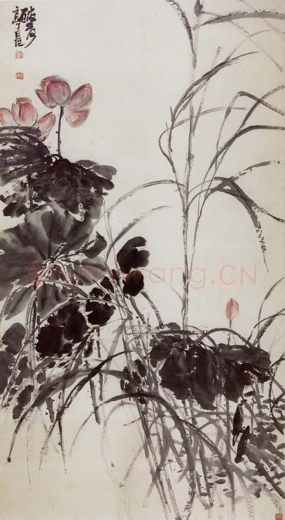 清 吴昌硕《荷花》书画作品