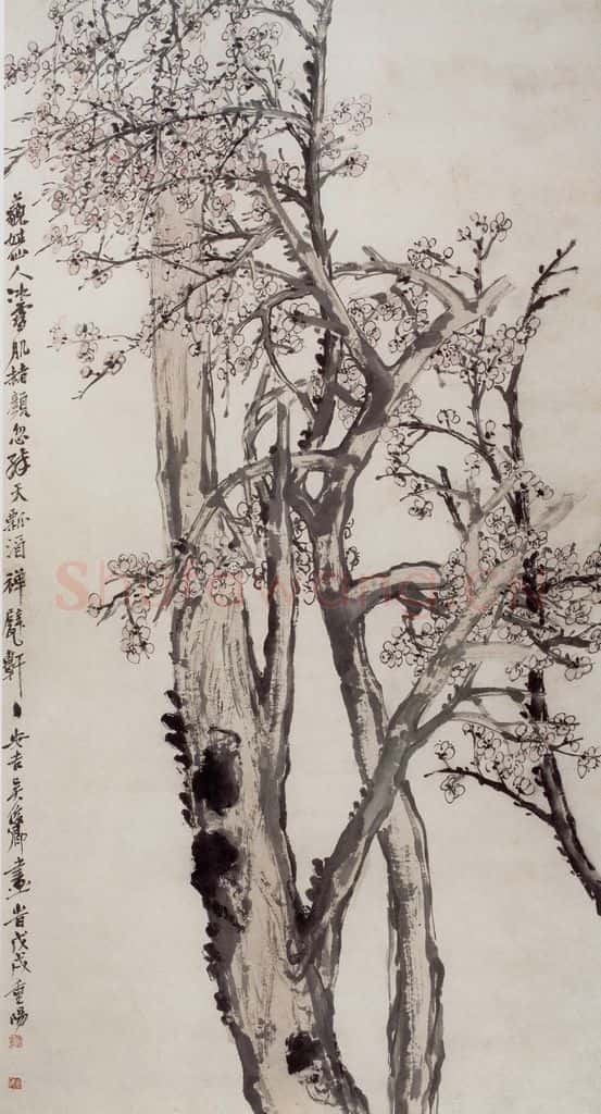 清 吴昌硕《红梅》书画作品