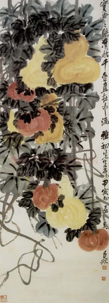 民国 吴昌硕《葫芦》书画作品