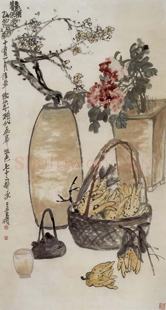 民国 吴昌硕《岁朝清供》书画作品