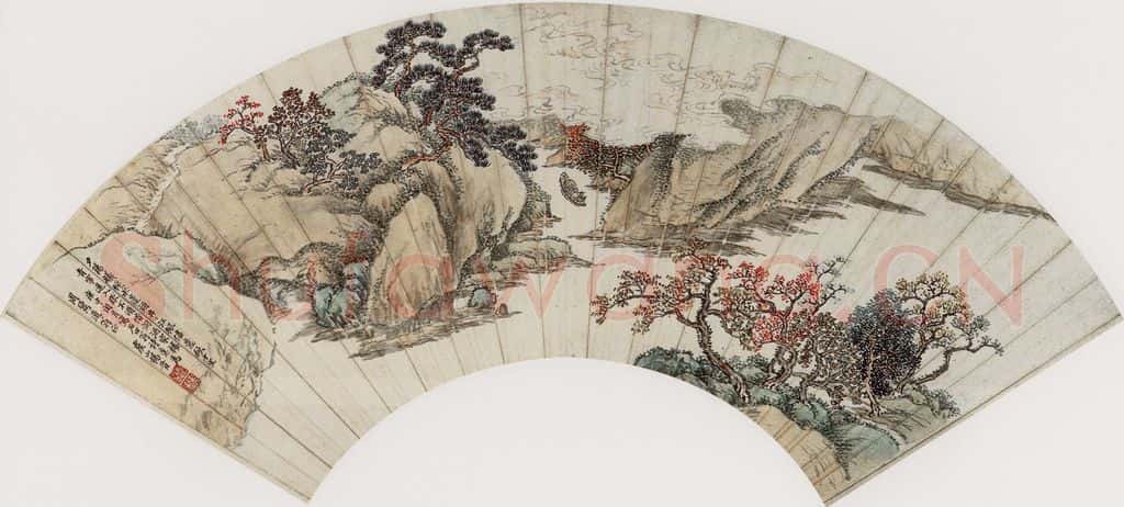 清代 杨晋《江枫舣棹图》书画作品