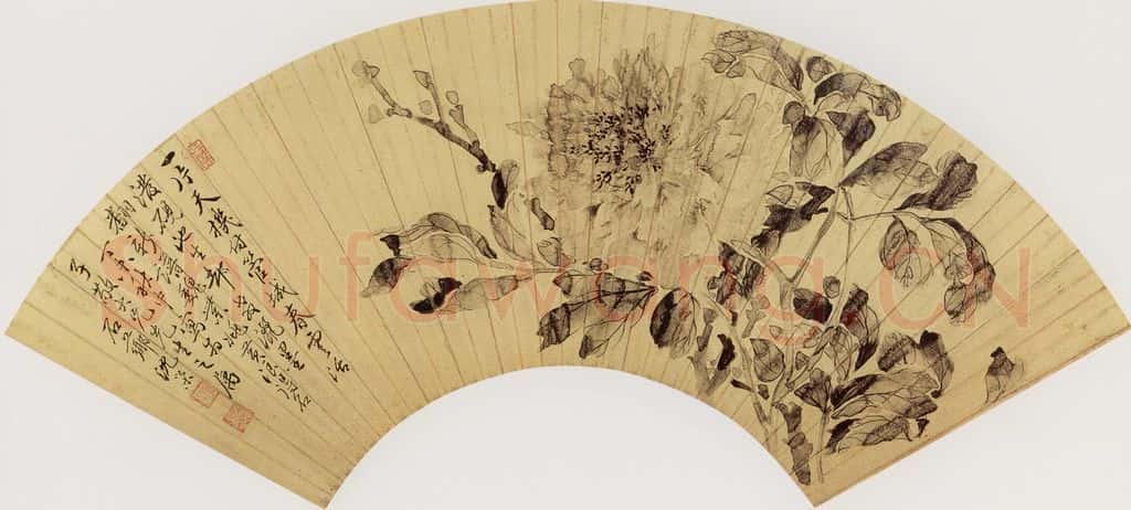 清代 沈荣《牡丹图》书画作品