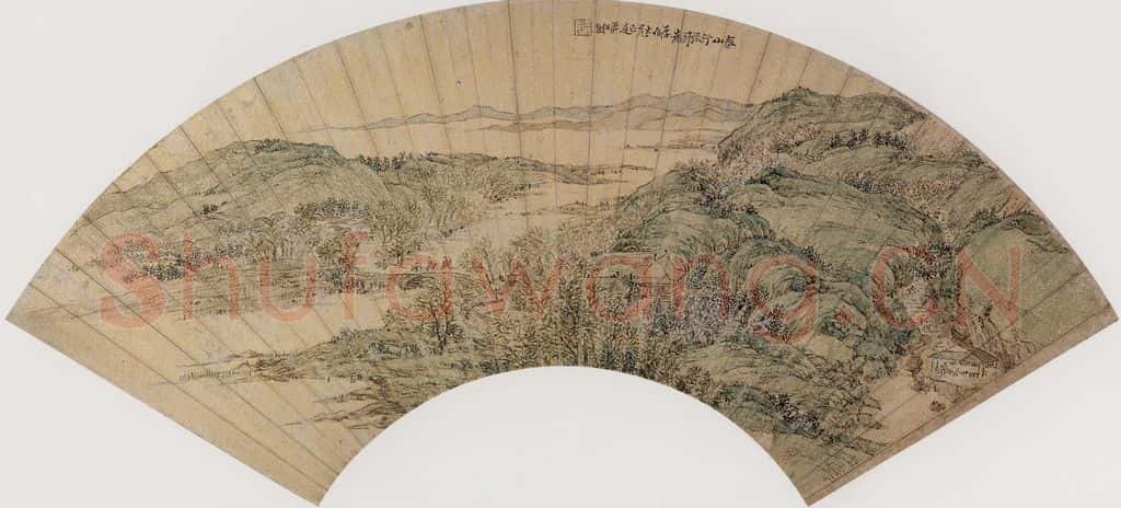 清代 任熊《春山行旅图》书画作品
