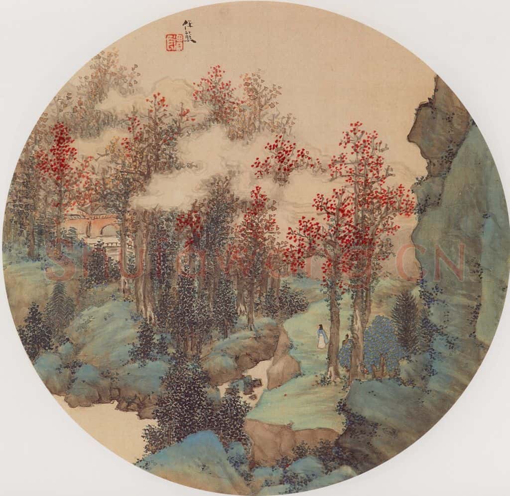 清代 任熊《山水图》书画作品