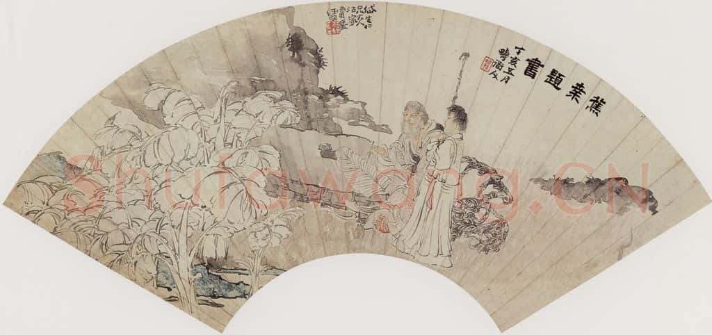 清代 任颐《蕉叶题书图》书画作品
