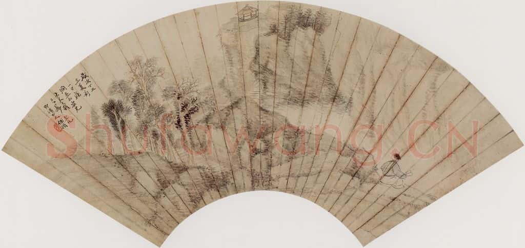 清代 任预《溪涧望亭图》书画作品