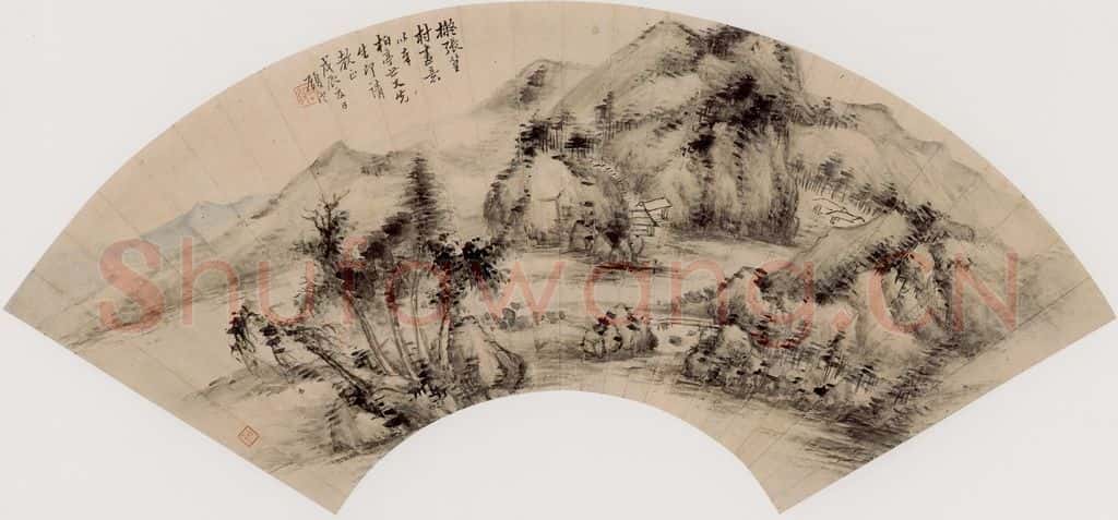清代 顾澐《仿张篁村山水图》书画作品