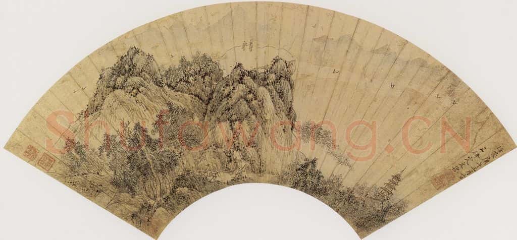明代 文伯仁《登山远眺图》书画作品