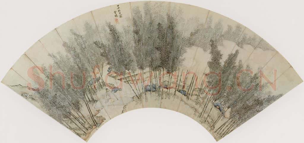 明代 丁云鹏《竹林观泉图》书画作品