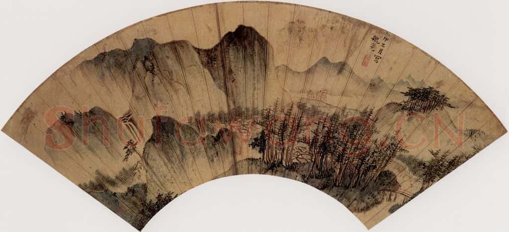 明代 魏之克《高峰远帆图》书画作品