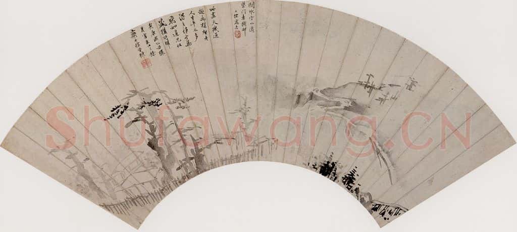 清代 查士标《涧水柴门图》书画作品