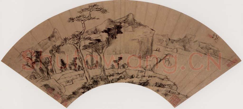 清代 朱耷《远山林屋图》书画作品