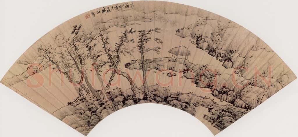 清代 龚贤《山亭溪树图》书画作品